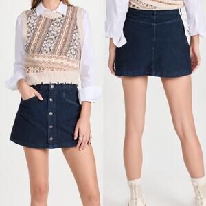 Free People Ray Cord Mini Skirt Cotton Academia Navy Ebony Blue Women's XS 0